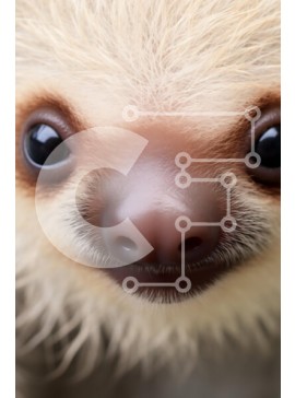 Σετ των 2 Intra Συλλεκτικό Ξύλινο Παζλ Plywood  4mm - Κοντινό πλάνο του προσώπου ενός νωθρού Σε Ξύλινο Κουτί - Διαστάσεις: 10x10 cm – 25 κομμάτια