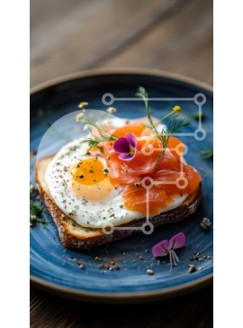 Intra Συλλεκτικό Ξύλινο Παζλ Plywood  4mm - Νόστιμο τηγανητό αυγό με καπνιστό σολομό στο τοστ Σε Ξύλινο Κουτί - Διαστάσεις: 10x10 cm – 25 κομμάτια