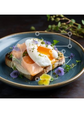 Σετ των 2 Intra Συλλεκτικό Ξύλινο Παζλ Plywood  4mm - Γκουρμέ πρωινό με αυγά ποσέ και καπνιστό σολομό Σε Ξύλινο Κουτί - Διαστάσεις: 10x10 cm – 25 κομμάτια