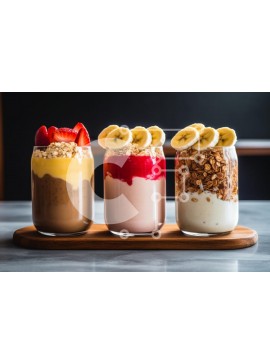 Σετ των 2 Intra Συλλεκτικό Ξύλινο Παζλ Plywood  4mm - Επιδόρπια με τρεις στρώσεις σε διάφανα ποτήρια Σε Ξύλινο Κουτί - Διαστάσεις: 10x10 cm – 25 κομμάτια