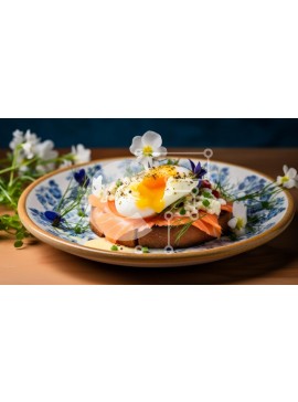 Σετ των 2 Intra Συλλεκτικό Ξύλινο Παζλ Plywood  4mm - Γκουρμέ τοστ καπνιστού σολομού με αυγό ποσέ Σε Ξύλινο Κουτί - Διαστάσεις: 10x10 cm – 25 κομμάτια