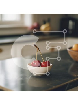 Σετ των 2 Intra Συλλεκτικό Ξύλινο Παζλ Plywood  4mm - Κόκκινα κεράσια σε λευκό μπολ σε σκούρο πάγκο Σε Ξύλινο Κουτί - Διαστάσεις: 10x10 cm – 25 κομμάτια