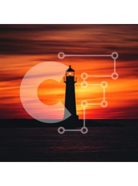 Intra Συλλεκτικό Ξύλινο Παζλ Plywood  4mm - Φάρος σιλουέτα στο ηλιοβασίλεμα Σε Ξύλινο Κουτί - Διαστάσεις: 10x10 cm – 25 κομμάτια