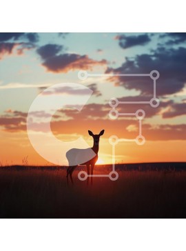 Intra Συλλεκτικό Ξύλινο Παζλ Plywood  4mm - Σιλουέτα ενός ελαφιού στο ηλιοβασίλεμα Σε Ξύλινο Κουτί - Διαστάσεις: 10x10 cm – 25 κομμάτια