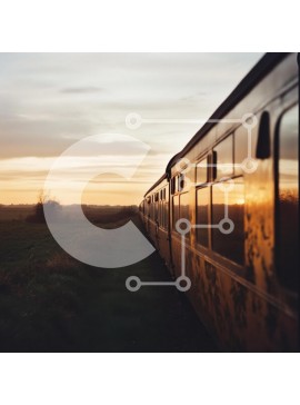 Intra Συλλεκτικό Ξύλινο Παζλ Plywood  4mm - Vintage τρένο στο ηλιοβασίλεμα Σε Ξύλινο Κουτί - Διαστάσεις Puzzle: 10x10 cm – 25 κομμάτια