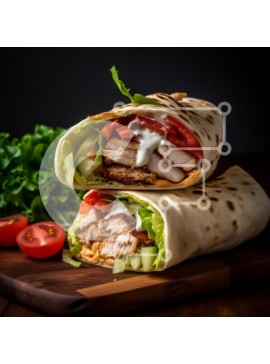 Σετ των 2 Intra Συλλεκτικό Ξύλινο Παζλ Plywood  4mm - Ψητό περιτύλιγμα κοτόπουλου με φρέσκα λαχανικά Σε Ξύλινο Κουτί - Διαστάσεις: 10x10 cm – 25 κομμάτια