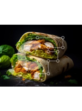 Σετ των 2 Intra Συλλεκτικό Ξύλινο Παζλ Plywood  4mm - Τυλίξτε κοτόπουλο με μαρούλι και σάλτσα Σε Ξύλινο Κουτί - Διαστάσεις: 10x10 cm – 25 κομμάτια