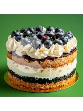 Σετ των 2 Intra Συλλεκτικό Ξύλινο Παζλ Plywood  4mm - Κέικ με κρέμα βατόμουρου σε πράσινο φόντο Σε Ξύλινο Κουτί - Διαστάσεις: 10x10 cm – 25 κομμάτια