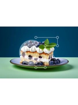 Σετ των 2 Intra Συλλεκτικό Ξύλινο Παζλ Plywood  4mm - Φέτα κέικ βατόμουρου με φρέσκα φρούτα και μέντα Σε Ξύλινο Κουτί - Διαστάσεις: 10x10 cm – 25 κομμάτια