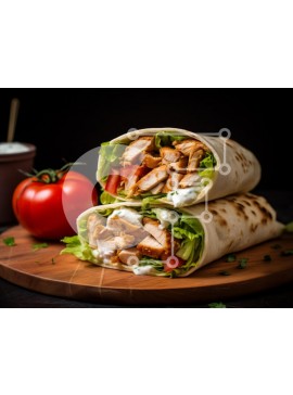 Σετ των 2 Intra Συλλεκτικό Ξύλινο Παζλ Plywood  4mm - Ψητό περιτύλιγμα κοτόπουλου με φρέσκα λαχανικά Σε Ξύλινο Κουτί - Διαστάσεις: 10x10 cm – 25 κομμάτια