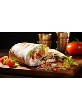 Σετ των 2 Intra Συλλεκτικό Ξύλινο Παζλ Plywood  4mm - Ψητό περιτύλιγμα κοτόπουλου με φρέσκα λαχανικά Σε Ξύλινο Κουτί - Διαστάσεις: 10x10 cm – 25 κομμάτια