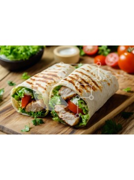 Σετ των 2 Intra Συλλεκτικό Ξύλινο Παζλ Plywood  4mm - Τυλίγματα κοτόπουλου στη σχάρα σε ξύλινη σανίδα κοπής Σε Ξύλινο Κουτί - Διαστάσεις: 10x10 cm – 25 κομμάτια