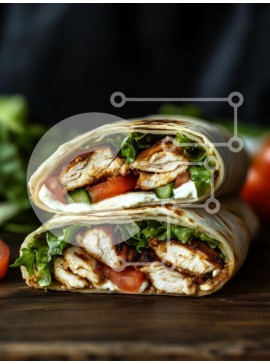 Σετ των 2 Intra Συλλεκτικό Ξύλινο Παζλ Plywood  4mm - Ψητό περιτύλιγμα κοτόπουλου με φρέσκα λαχανικά Σε Ξύλινο Κουτί - Διαστάσεις: 10x10 cm – 25 κομμάτια