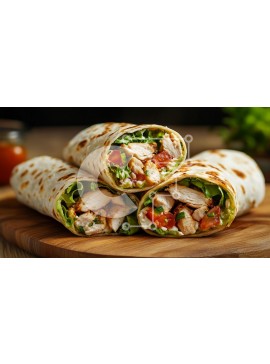 Σετ των 2 Intra Συλλεκτικό Ξύλινο Παζλ Plywood  4mm - Νόστιμα περιτυλίγματα κοτόπουλου σε ξύλινη σανίδα κοπής Σε Ξύλινο Κουτί - Διαστάσεις: 10x10 cm – 25 κομμάτια