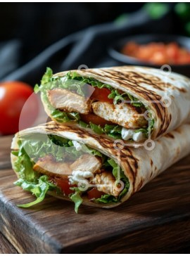 Σετ των 2 Intra Συλλεκτικό Ξύλινο Παζλ Plywood  4mm - Ψητό περιτύλιγμα κοτόπουλου με φρέσκα λαχανικά Σε Ξύλινο Κουτί - Διαστάσεις: 10x10 cm – 25 κομμάτια