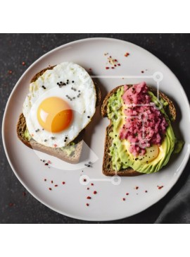 Σετ των 2 Intra Συλλεκτικό Ξύλινο Παζλ Plywood  4mm - Τοστ αβοκάντο με τηγανητό αυγό Σε Ξύλινο Κουτί - Διαστάσεις: 10x10 cm – 25 κομμάτια