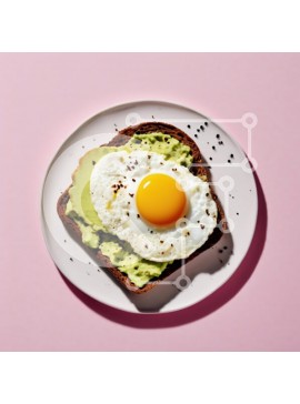 Σετ των 2 Intra Συλλεκτικό Ξύλινο Παζλ Plywood  4mm - Νόστιμο τοστ αβοκάντο με αυγό σε ροζ φόντο Σε Ξύλινο Κουτί - Διαστάσεις: 10x10 cm – 25 κομμάτια