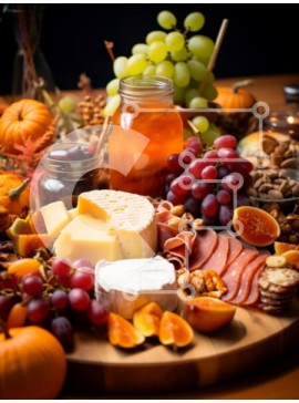 Σετ των 2 Intra Συλλεκτικό Ξύλινο Παζλ Plywood  4mm - Φθινοπωρινός πίνακας αλλαντικών Σε Ξύλινο Κουτί - Διαστάσεις: 10x10 cm – 25 κομμάτια