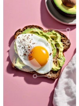 Σετ των 2 Intra Συλλεκτικό Ξύλινο Παζλ Plywood  4mm - Τοστ αβοκάντο με αυγό σε ροζ φόντο Σε Ξύλινο Κουτί - Διαστάσεις: 10x10 cm – 25 κομμάτια