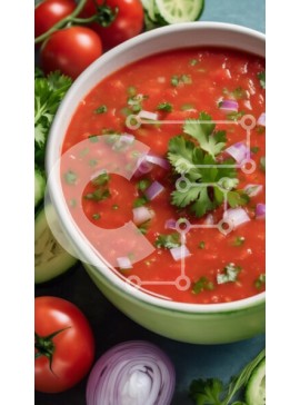 Intra Συλλεκτικό Ξύλινο Παζλ Plywood  4mm - Σούπα φρέσκιας ντομάτας με λαχανικά Σε Ξύλινο Κουτί - Διαστάσεις: 10x10 cm – 25 κομμάτια