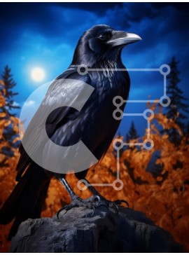 Σετ των 2 Intra Συλλεκτικό Ξύλινο Παζλ Plywood  4mm - Κοράκι σκαρφαλωμένο τη νύχτα Σε Ξύλινο Κουτί - Διαστάσεις: 10x10 cm – 25 κομμάτια