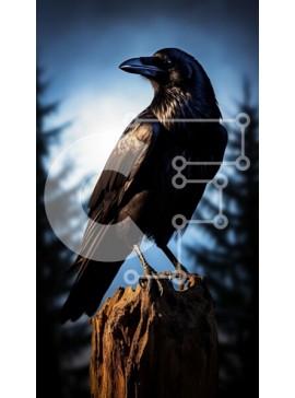 Σετ των 2 Intra Συλλεκτικό Ξύλινο Παζλ Plywood  4mm - Majestic Raven σε ένα κούτσουρο Σε Ξύλινο Κουτί - Διαστάσεις: 10x10 cm – 25 κομμάτια