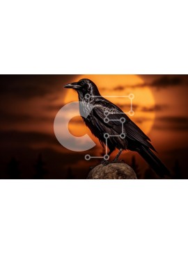 Intra Συλλεκτικό Ξύλινο Παζλ Plywood  4mm - Raven Silhouette Against Sunset Σε Ξύλινο Κουτί - Διαστάσεις: 10x10 cm – 25 κομμάτια