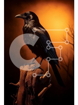 Σετ των 2 Intra Συλλεκτικό Ξύλινο Παζλ Plywood  4mm - Majestic Raven σκαρφαλωμένο σε ένα κούτσουρο Σε Ξύλινο Κουτί - Διαστάσεις: 10x10 cm – 25 κομμάτια