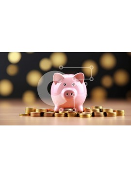 Intra Συλλεκτικό Ξύλινο Παζλ Plywood  4mm - Κουμπαράς σε νομίσματα με χρυσό φόντο Bokeh Σε Ξύλινο Κουτί - Διαστάσεις Puzzle: 10x10 cm – 25 κομμάτια