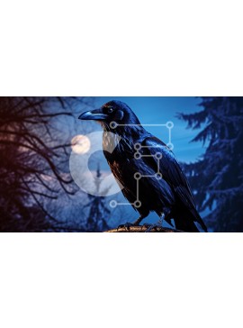 Intra Συλλεκτικό Ξύλινο Παζλ Plywood  4mm - Raven Against a Moonlit Sky Σε Ξύλινο Κουτί - Διαστάσεις: 10x10 cm – 25 κομμάτια