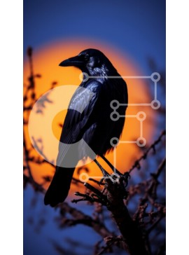 Σετ των 2 Intra Συλλεκτικό Ξύλινο Παζλ Plywood  4mm - Raven Silhouette Against Sunset Σε Ξύλινο Κουτί - Διαστάσεις: 10x10 cm – 25 κομμάτια