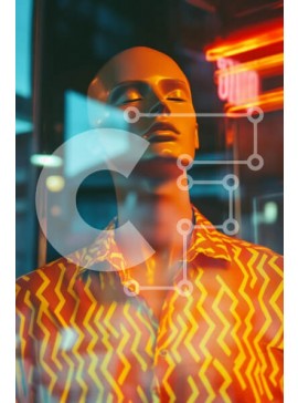 Intra Συλλεκτικό Ξύλινο Παζλ Plywood  4mm - Κομψή οθόνη μανεκέν σε φωτισμό νέον Σε Ξύλινο Κουτί - Διαστάσεις Puzzle: 10x10 cm – 25 κομμάτια