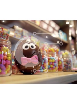 Σετ των 2 Intra Συλλεκτικό Ξύλινο Παζλ Plywood  4mm - Σοκολατένιο πασχαλινό αυγό σε ζαχαροπλαστείο Σε Ξύλινο Κουτί - Διαστάσεις: 10x10 cm – 25 κομμάτια