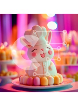 Σετ των 2 Intra Συλλεκτικό Ξύλινο Παζλ Plywood  4mm - Happy Bunny Chef Cake Σε Ξύλινο Κουτί - Διαστάσεις: 10x10 cm – 25 κομμάτια