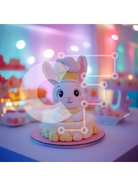 Σετ των 2 Intra Συλλεκτικό Ξύλινο Παζλ Plywood  4mm - Υπέροχη τούρτα σεφ με κουνέλι Σε Ξύλινο Κουτί - Διαστάσεις: 10x10 cm – 25 κομμάτια