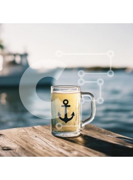 Σετ των 2 Intra Συλλεκτικό Ξύλινο Παζλ Plywood  4mm - Κούπα μπύρας με σύμβολο άγκυρας δίπλα στο νερό Σε Ξύλινο Κουτί - Διαστάσεις: 10x10 cm – 25 κομμάτια