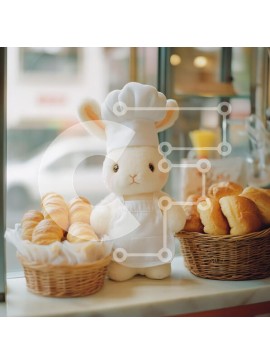 Σετ των 2 Intra Συλλεκτικό Ξύλινο Παζλ Plywood  4mm - Υπέροχο λαγουδάκι σεφ με ψωμί Σε Ξύλινο Κουτί - Διαστάσεις: 10x10 cm – 25 κομμάτια