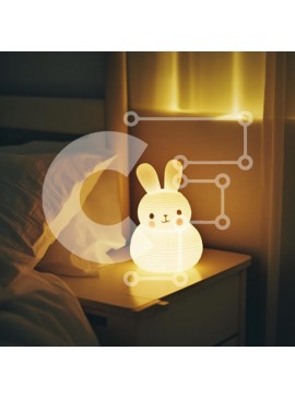 Intra Συλλεκτικό Ξύλινο Παζλ Plywood  4mm - Υπέροχη λάμπα λαγουδάκι στην κρεβατοκάμαρα Σε Ξύλινο Κουτί - Διαστάσεις Puzzle: 10x10 cm – 25 κομμάτια