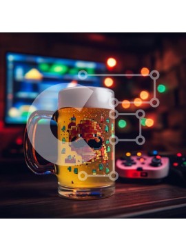 Σετ των 2 Intra Συλλεκτικό Ξύλινο Παζλ Plywood  4mm - Pixelated κούπα μπύρας σε μια ατμόσφαιρα τυχερού παιχνιδιού Σε Ξύλινο Κουτί - Διαστάσεις: 10x10 cm – 25 κομμάτια