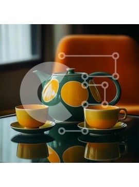 Intra Συλλεκτικό Ξύλινο Παζλ Plywood  4mm - Κομψό σετ τσαγιού σε ανακλαστικό τραπέζι Σε Ξύλινο Κουτί - Διαστάσεις Puzzle: 10x10 cm – 25 κομμάτια