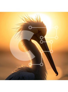 Intra Συλλεκτικό Ξύλινο Παζλ Plywood  4mm - Σκιαγραφημένος πελεκάνος στο ηλιοβασίλεμα Σε Ξύλινο Κουτί - Διαστάσεις: 10x10 cm – 25 κομμάτια