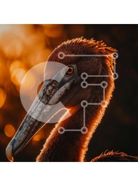 Intra Συλλεκτικό Ξύλινο Παζλ Plywood  4mm - Πορτρέτο πελεκάνου στο χρυσό φως Σε Ξύλινο Κουτί - Διαστάσεις: 10x10 cm – 25 κομμάτια