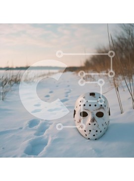 Intra Συλλεκτικό Ξύλινο Παζλ Plywood  4mm - Μάσκα χόκεϊ στο χιονισμένο μονοπάτι Σε Ξύλινο Κουτί - Διαστάσεις: 10x10 cm – 25 κομμάτια