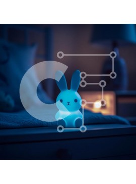 Intra Συλλεκτικό Ξύλινο Παζλ Plywood  4mm - Λαμπερό φωτιστικό κουνελιού σε ένα άνετο υπνοδωμάτιο Σε Ξύλινο Κουτί - Διαστάσεις Puzzle: 10x10 cm – 25 κομμάτια