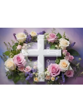 Intra Συλλεκτικό Ξύλινο Παζλ Plywood  4mm - Floral Cross Σύνθεση Σε Ξύλινο Κουτί - Διαστάσεις Puzzle: 10x10 cm – 25 κομμάτια