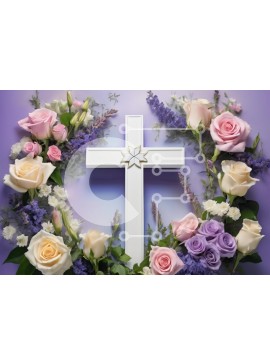 Intra Συλλεκτικό Ξύλινο Παζλ Plywood  4mm - Floral Cross Σύνθεση Σε Ξύλινο Κουτί - Διαστάσεις Puzzle: 10x10 cm – 25 κομμάτια