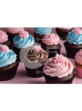 Σετ των 2 Intra Συλλεκτικό Ξύλινο Παζλ Plywood  4mm - Διακοσμημένα cupcakes σε ροζ φόντο Σε Ξύλινο Κουτί - Διαστάσεις: 10x10 cm – 25 κομμάτια