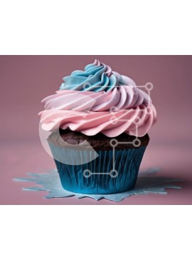 Σετ των 2 Intra Συλλεκτικό Ξύλινο Παζλ Plywood  4mm - Πολύχρωμο Cupcake με ροζ και μπλε πάγωμα Σε Ξύλινο Κουτί - Διαστάσεις: 10x10 cm – 25 κομμάτια