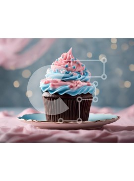 Σετ των 2 Intra Συλλεκτικό Ξύλινο Παζλ Plywood  4mm - Διακοσμημένο Cupcake με Ροζ και Μπλε Frosting Σε Ξύλινο Κουτί - Διαστάσεις: 10x10 cm – 25 κομμάτια