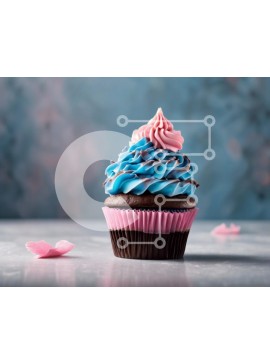 Σετ των 2 Intra Συλλεκτικό Ξύλινο Παζλ Plywood  4mm - Πολύχρωμο Cupcake με μπλε και ροζ πάγωμα Σε Ξύλινο Κουτί - Διαστάσεις: 10x10 cm – 25 κομμάτια